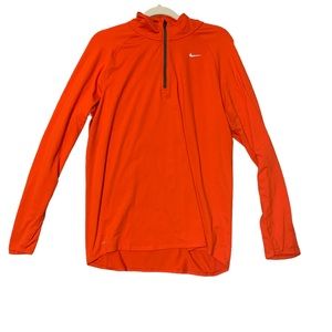 Nike Dri-Fit 1/4 Zip Pullover Long Sleeve Running Shirt Orange Mens Size Large